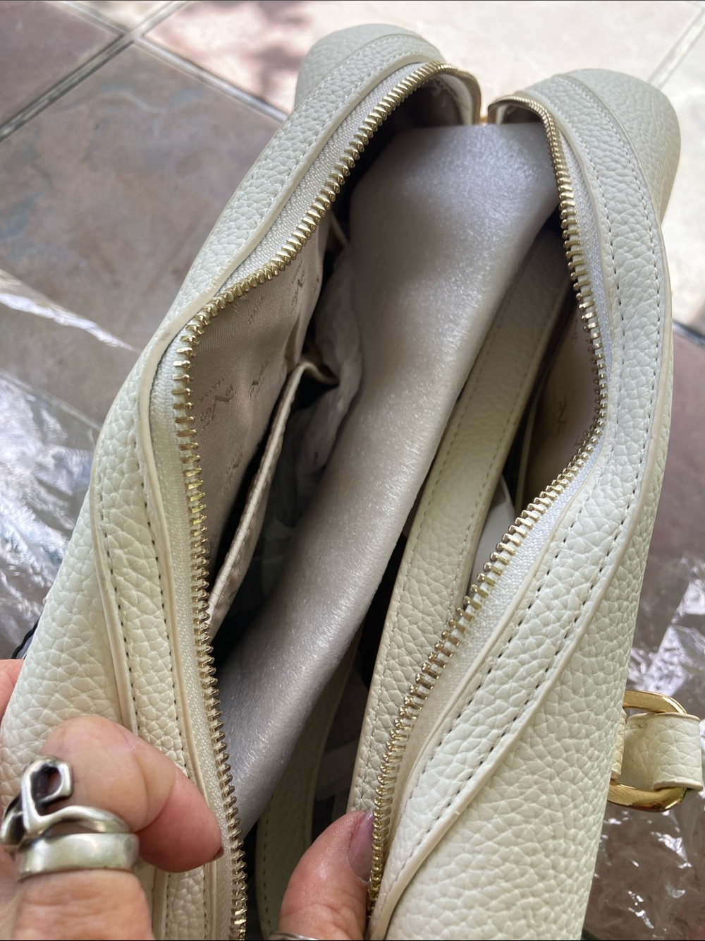 Versace V 19.69 Cream Structured Satchel with Gold Hardware - Picture 8 of 14